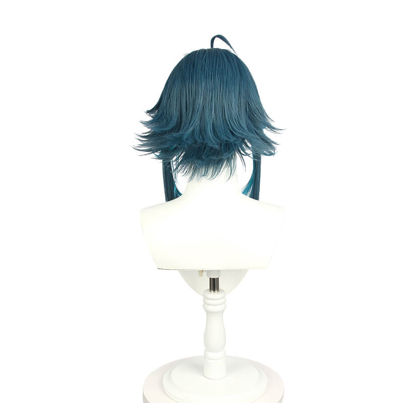 Genshin Impact Mountain Demon Xiao Short Mixed Blue Cosplay Wigs - lemailwigs