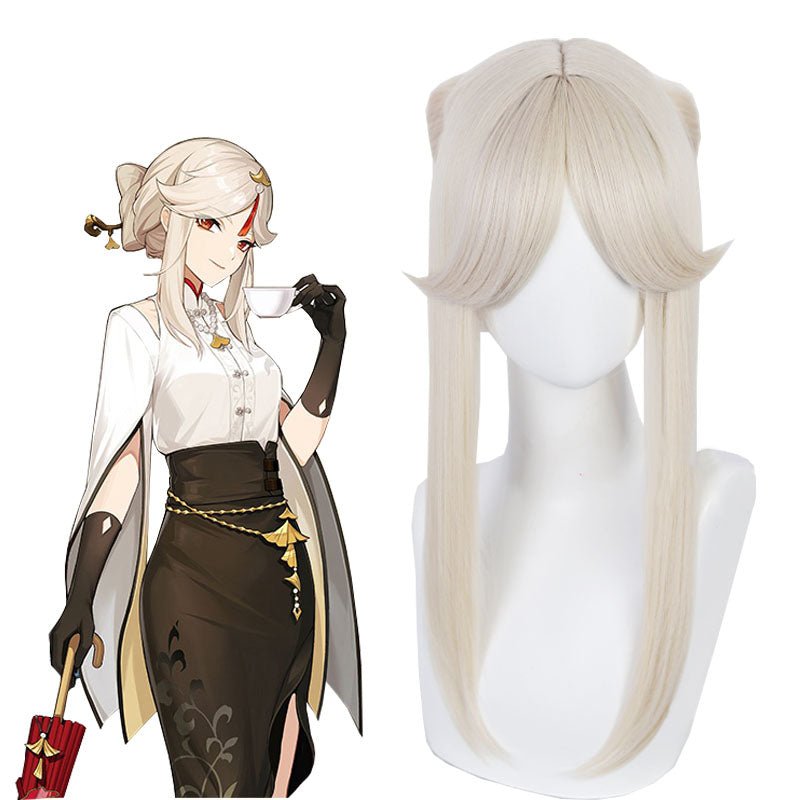 Genshin Impact Pizza Hut Ningguang Cosplay Wig - lemailwigs