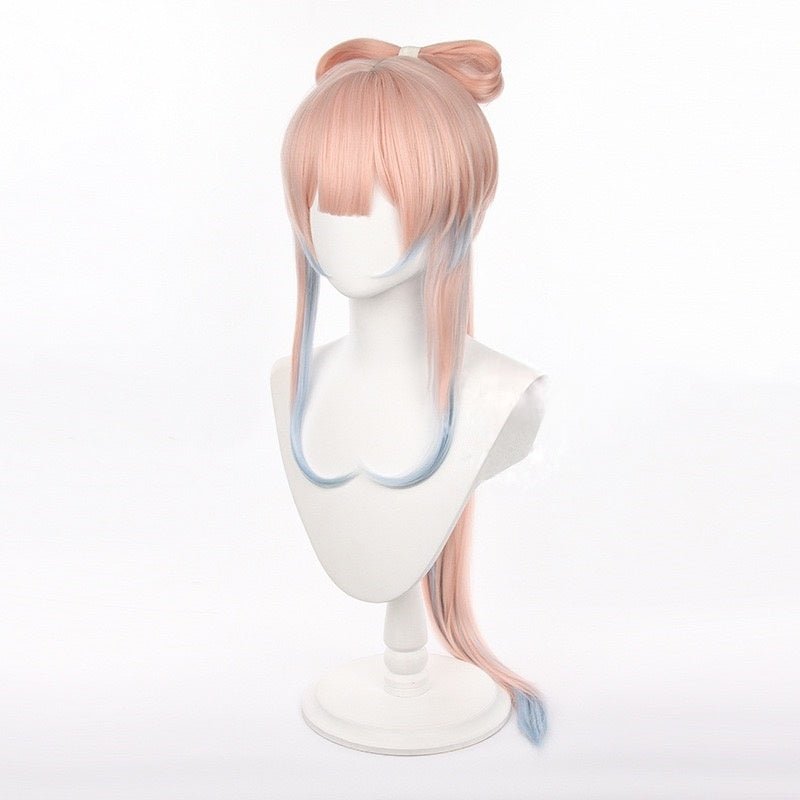 Genshin Impact Sannomiya Kokomi Pink Gradient Blue Long Straight Bow Women Cosplay Wigs - lemailwigs