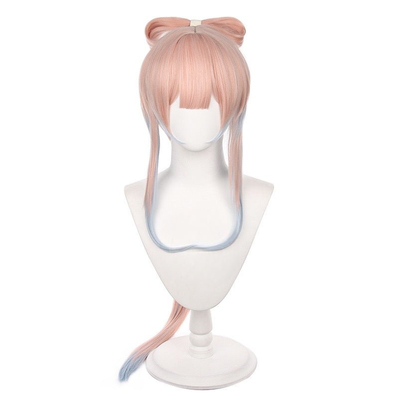 Genshin Impact Sannomiya Kokomi Pink Gradient Blue Long Straight Bow Women Cosplay Wigs - lemailwigs