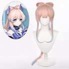 Genshin Impact Sannomiya Kokomi Pink Gradient Blue Long Straight Bow Women Cosplay Wigs - lemailwigs