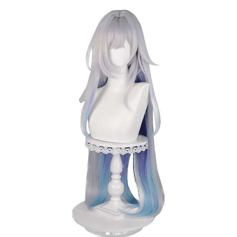 Genshin Impact Skirk Grey Mixed Blue Cosplay Wig - lemailwigs