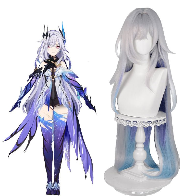 Genshin Impact Skirk Grey Mixed Blue Cosplay Wig - lemailwigs