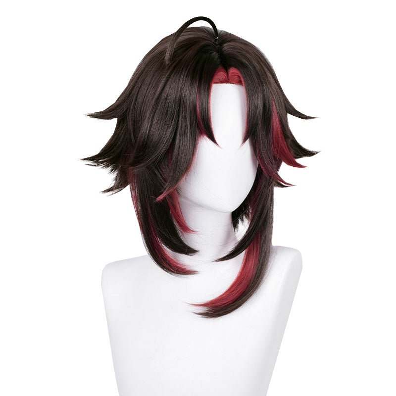 Genshin Impact Xiao Black Mixed Dark Red Cosplay Wig - lemailwigs