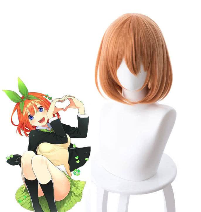 Gotoubun no Hanayome Yotsuba Nakano Short Orange Wave Cosplay Wigs - lemailwigs