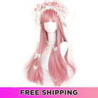 Halloween Long Pink Lolita Wigs 73cm Straight Woman Hair Cute Cosplay Wigs - lemailwigs