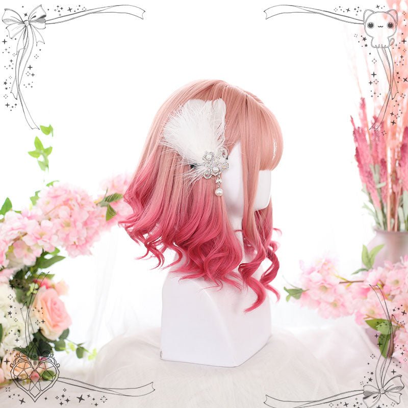Harajuku Short Curly Pink Gradient Lolita Wig - lemailwigs