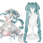 Hatsune Miku Long Light Green Double Tail Cosplay Wig - lemailwigs
