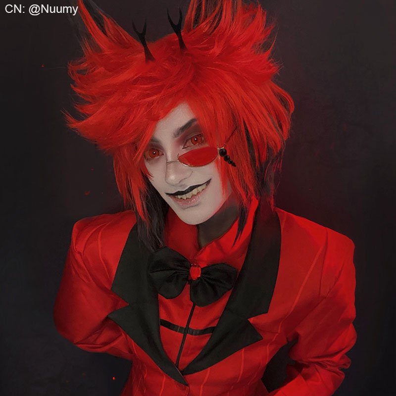 Hazbin Hotel Alastor Red Mixed Black Cosplay Wig - lemailwigs