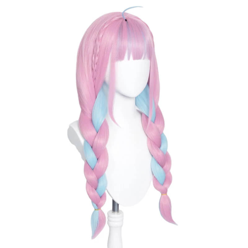 Hololive VTuber Minato Aqua Blue Pink Braided Cosplay Wigs - lemailwigs