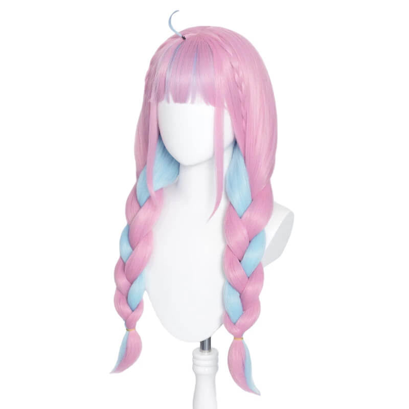 Hololive VTuber Minato Aqua Blue Pink Braided Cosplay Wigs - lemailwigs