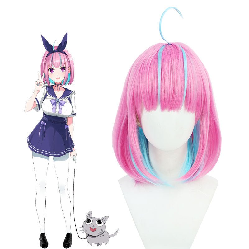 Hololive Vtuber Minato Aqua Short Pink Mixed Blue Cosplay Wig - lemailwigs
