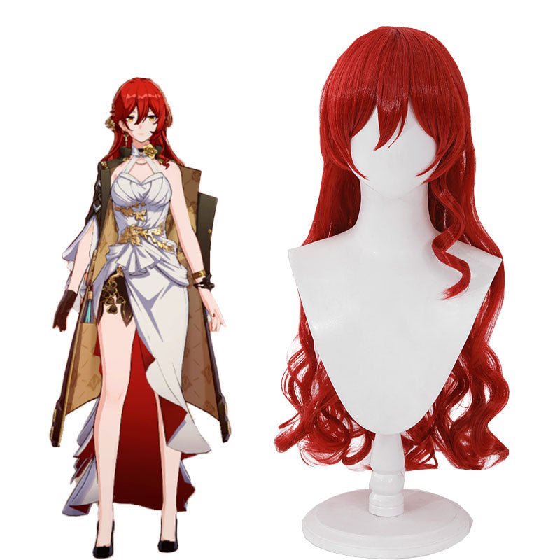 Honkai: Star Rail Himeko Red Curly Cosplay Wig - lemailwigs