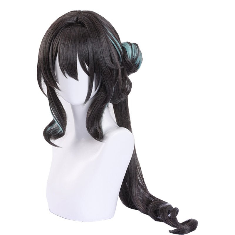 Honkai: Star Rail Ruan Mei Black Mixed Light Green Cosplay Wig - lemailwigs