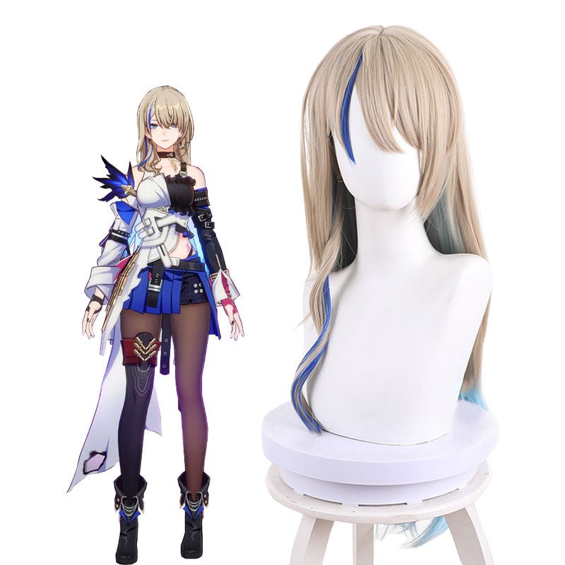 Honkai: Star Rail Serval Light Brown Mixed Blue Cosplay Wig - lemailwigs