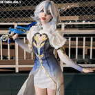 [In Stock] Genshin Impact Furina Silver Mixed Blue Cosplay Wig - lemailwigs