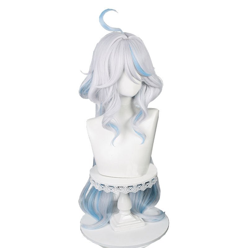 [In Stock] Genshin Impact Furina Silver Mixed Blue Cosplay Wig - lemailwigs