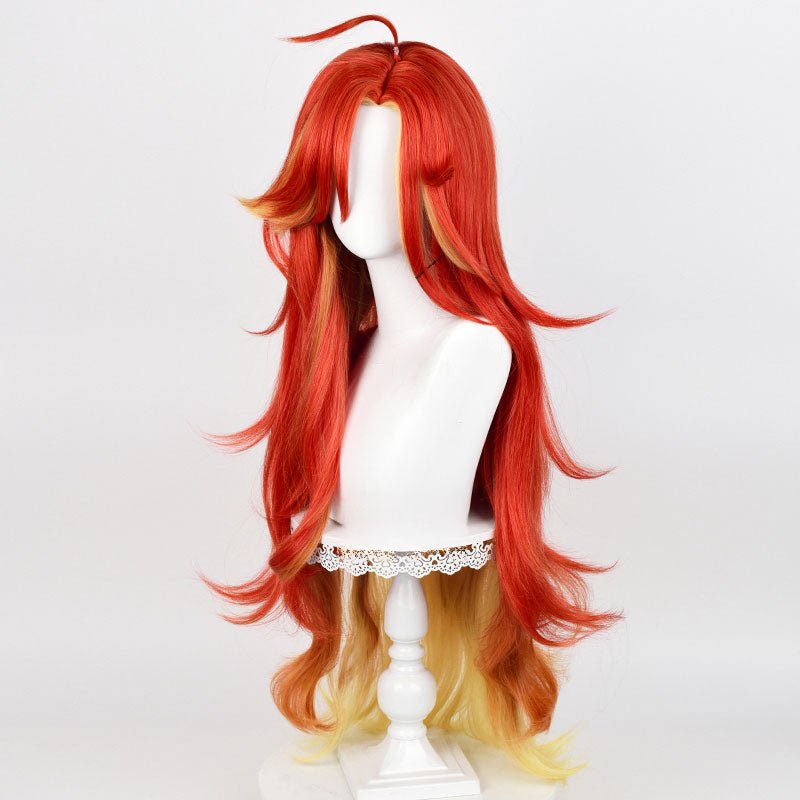 【In stock】Genshin Impact Mavuika Pyro Archon Red Mixed Yellow Long Cosplay Wig - lemailwigs
