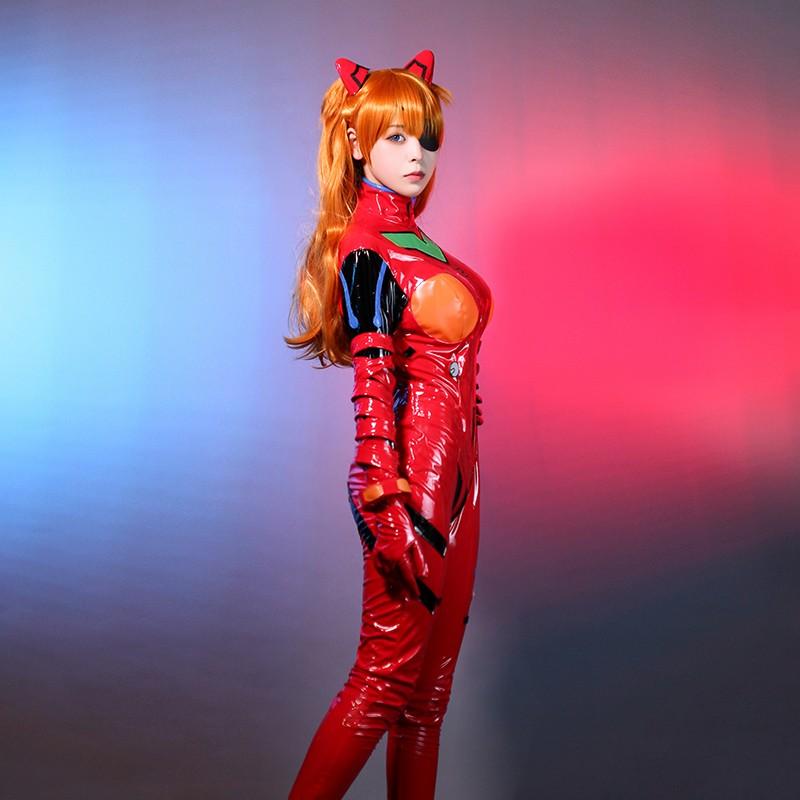 【In Stock】L - email Wig Anime EVA Asuka Langley Combat Suit Cosplay Costume - lemailwigs