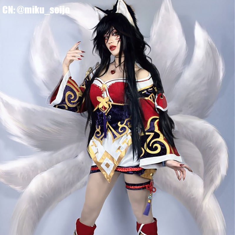 【In Stock】LOL The Nine Tailed Fox Ahri Cosplay Costume - lemailwigs