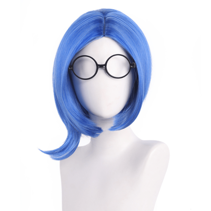 Inside Out Sadness Blue Cosplay Wig Free Glasses - lemailwigs