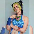 JoJo's Bizarre Adventure Jolyne Cujoh Blue Mixed Green Cosplay Wigs - lemailwigs