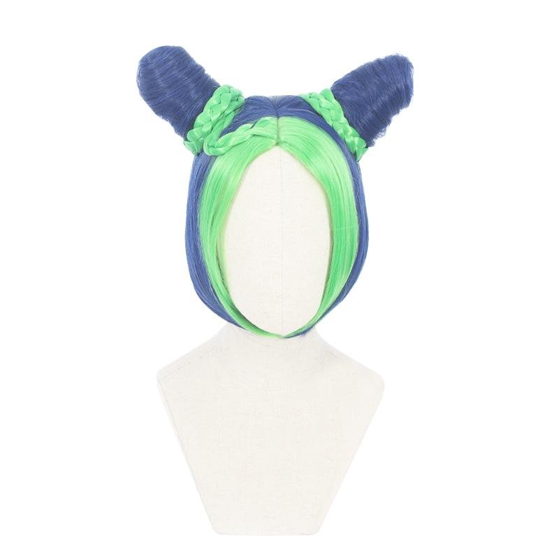 JoJo's Bizarre Adventure Jolyne Cujoh Blue Mixed Green Cosplay Wigs - lemailwigs