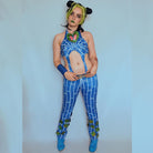 JoJo's Bizarre Adventure Jolyne Cujoh Blue Mixed Green Cosplay Wigs - lemailwigs
