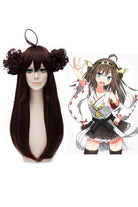 Kantai Collection KanColle Kongou Long Straight With Two Buns Dark Brown Cosplay Wigs - lemailwigs