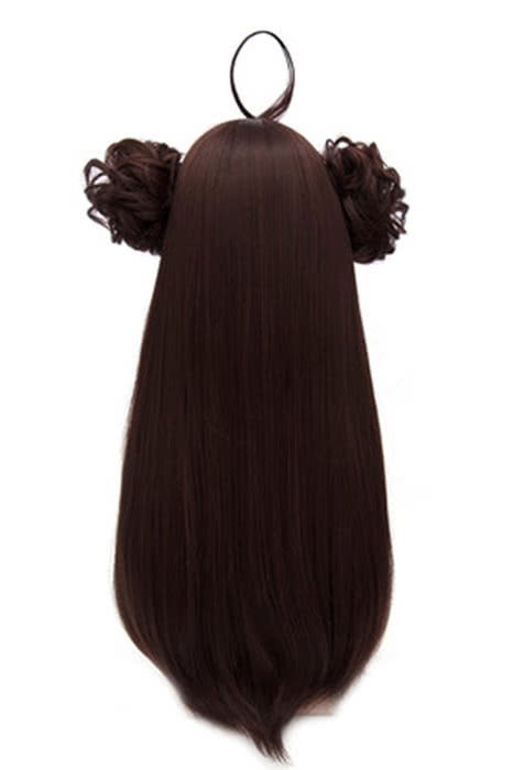 Kantai Collection KanColle Kongou Long Straight With Two Buns Dark Brown Cosplay Wigs - lemailwigs