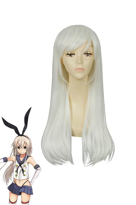Kantai Collection Shimakaze Long Straight White Cosplay Wigs - lemailwigs