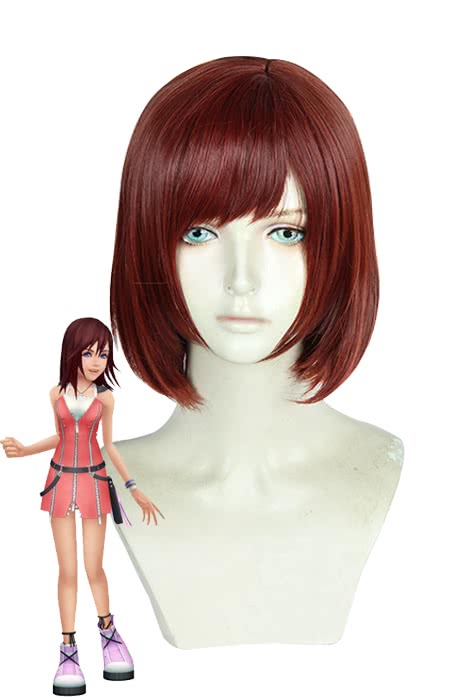 Kingdom Hearts III Kairi Short Straight Wine Red Cosplay Wigs - lemailwigs