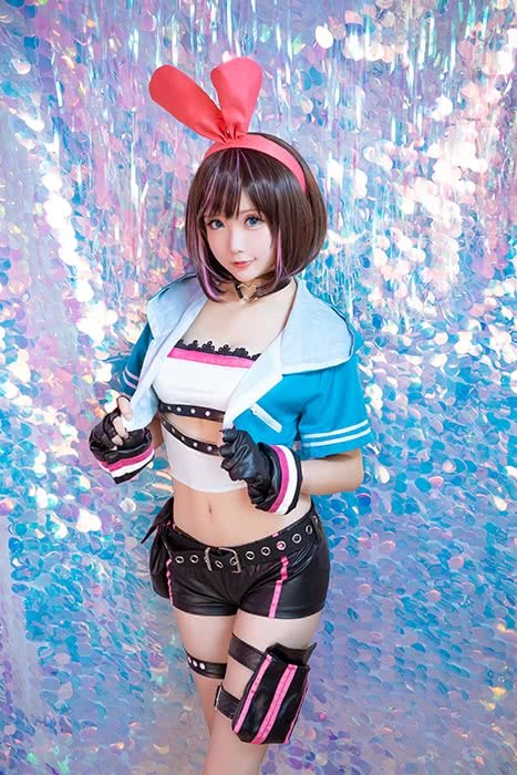 Kizuna AI AI Channel Youtuber Short Straight Brown Mixed Pink Cosplay Wigs - lemailwigs