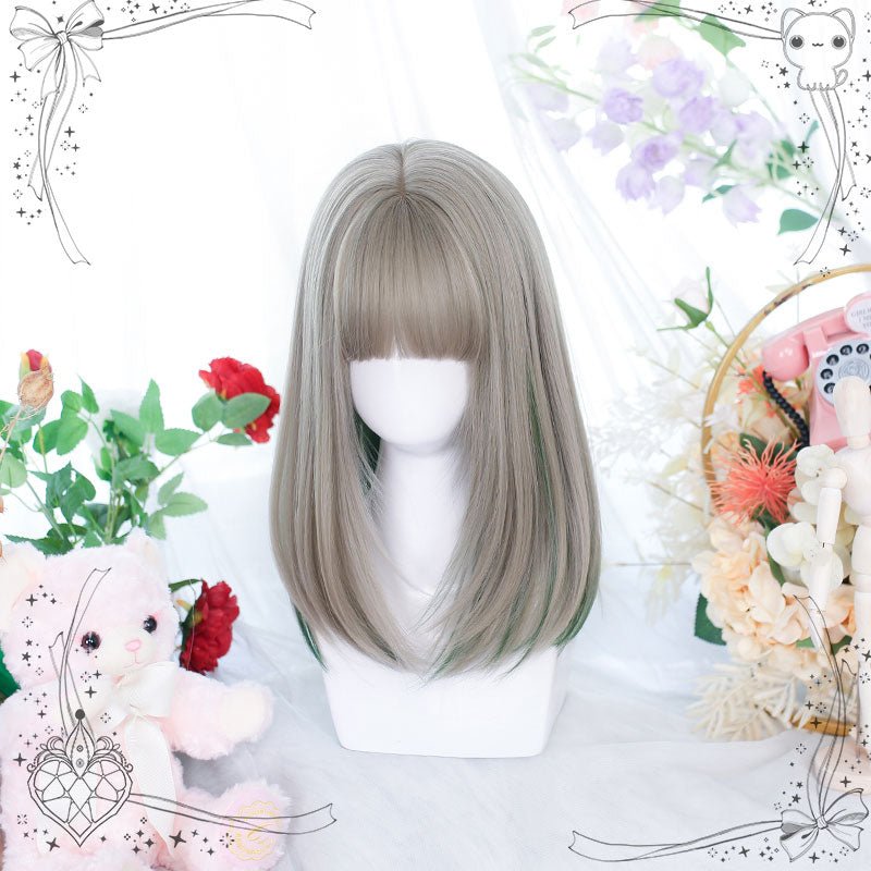 L - email Straight Mixed Green Lolita Wig - lemailwigs