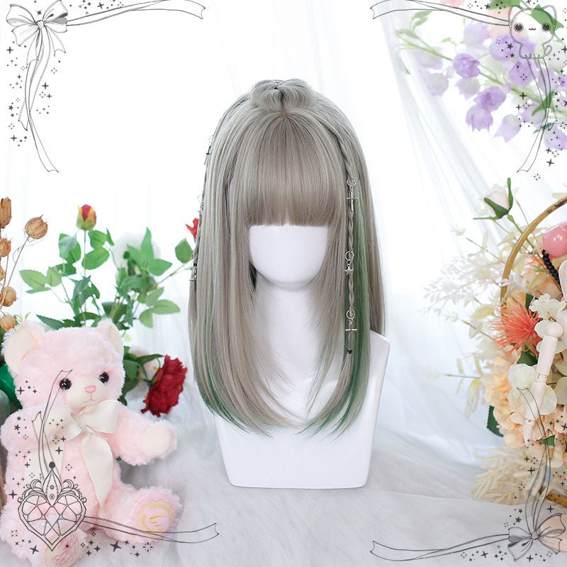 L - email Straight Mixed Green Lolita Wig - lemailwigs