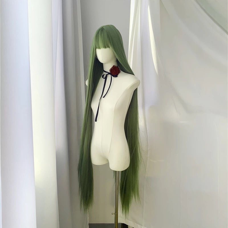L - email Wig 130cm Extra Long Green Straight Lolita Wig - lemailwigs