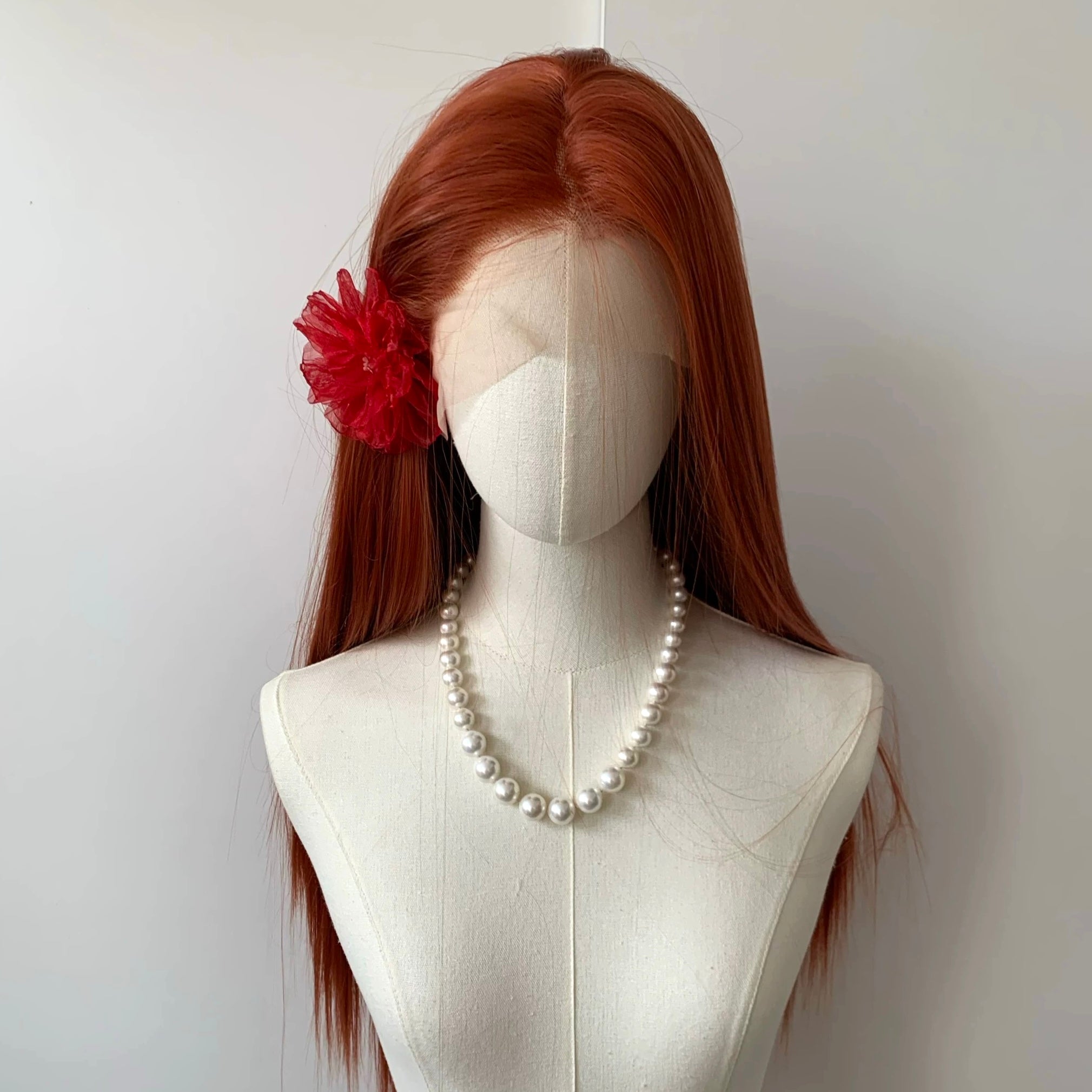 L - email Wig 13×3.5 Hand Hook Long Straight Orange 70cm Lace Front Wig - lemailwigs