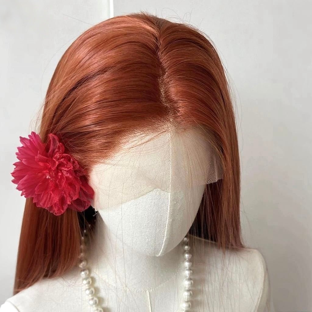 L - email Wig 13×3.5 Hand Hook Long Straight Orange 70cm Lace Front Wig - lemailwigs