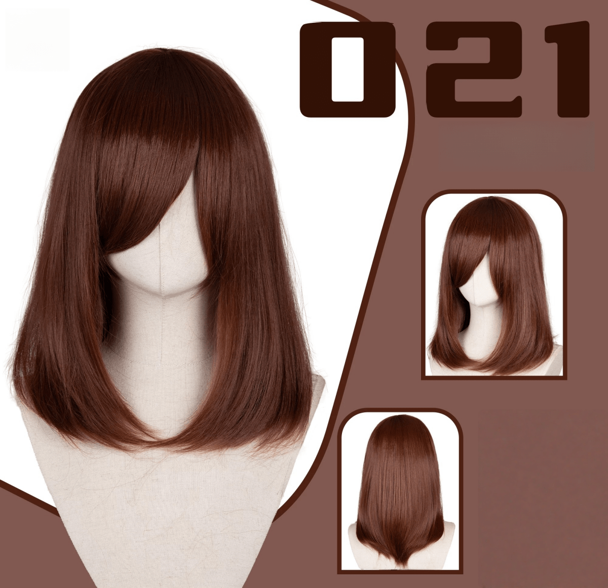 L - email Wig 24 Colors Black White Gray Brown 40cm General Cosplay Wigs - lemailwigs