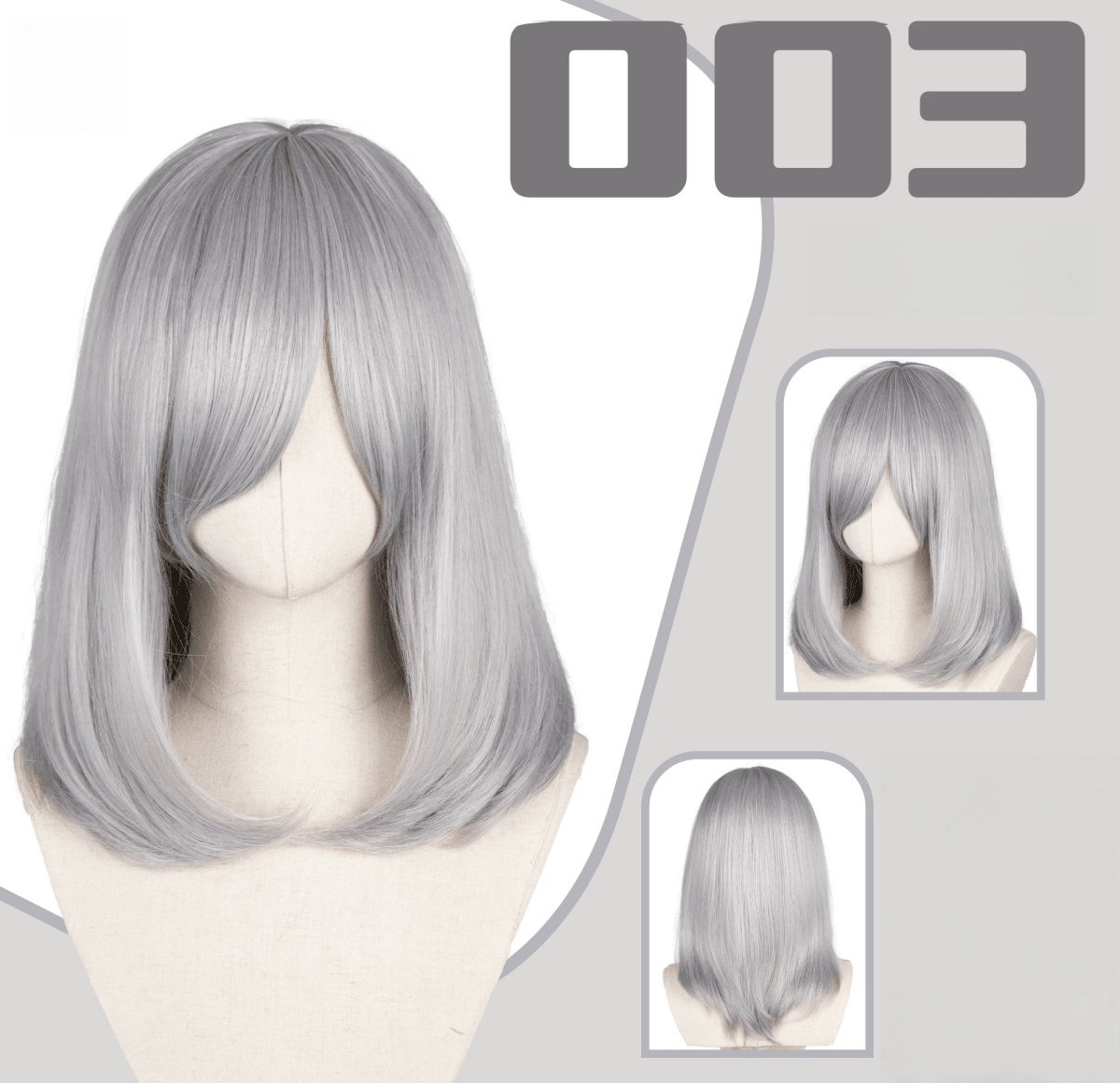 L - email Wig 24 Colors Black White Gray Brown 40cm General Cosplay Wigs - lemailwigs