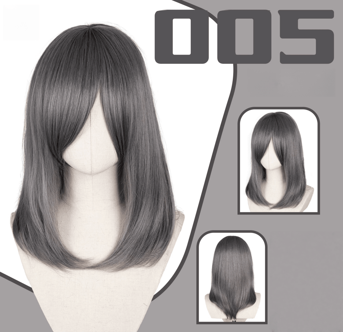 L - email Wig 24 Colors Black White Gray Brown 40cm General Cosplay Wigs - lemailwigs