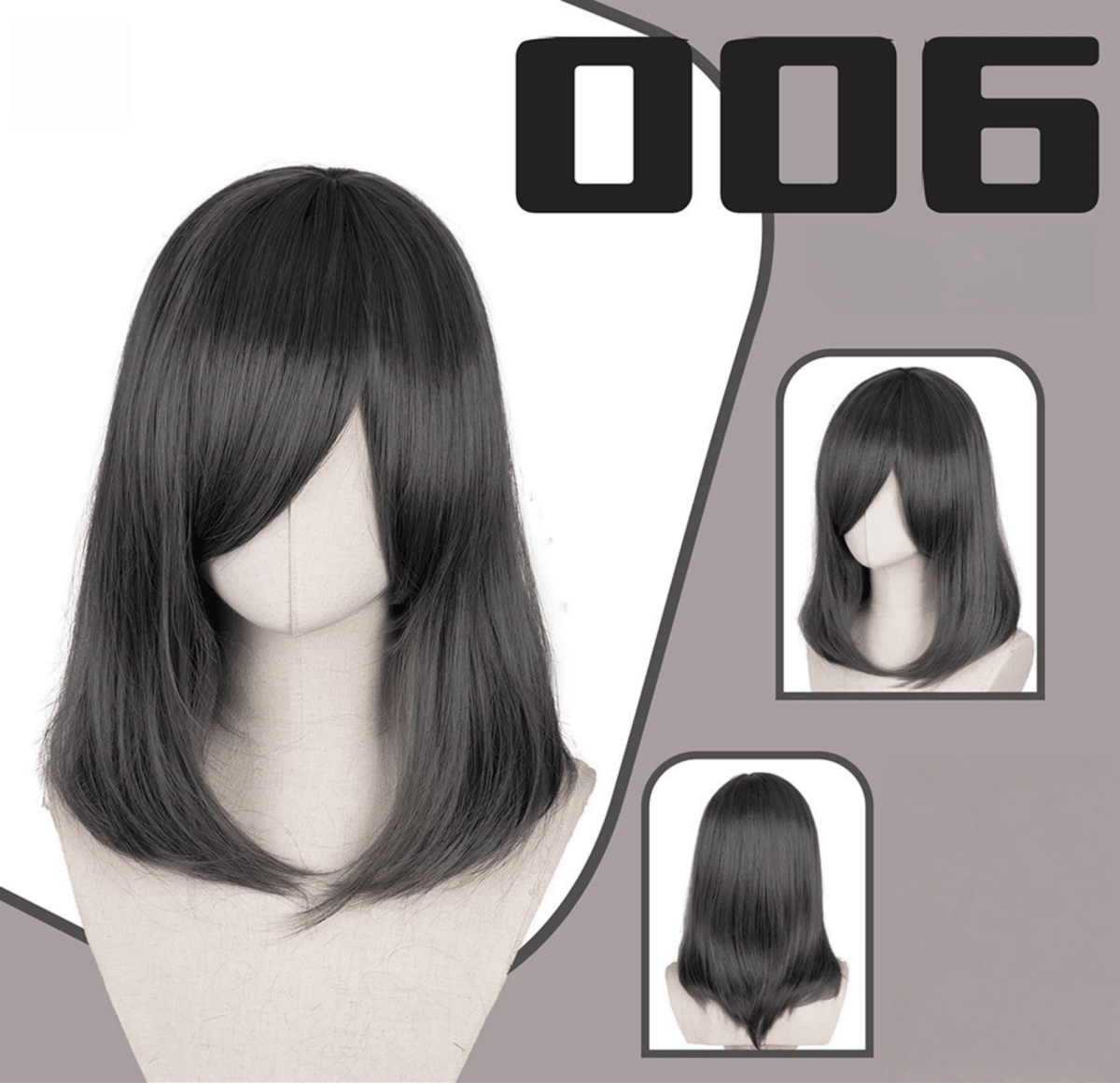 L - email Wig 24 Colors Black White Gray Brown 40cm General Cosplay Wigs - lemailwigs