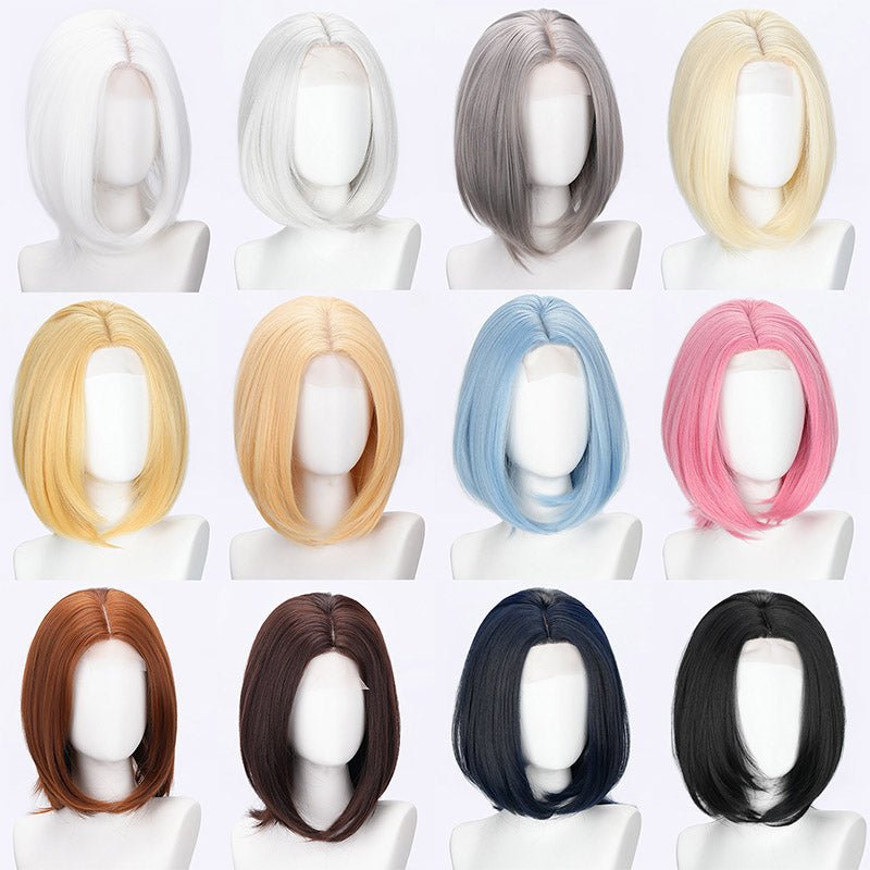 L-email Wig 35cm Short Straight Multi-Color Lace Front Cosplay Wig - lemailwigs