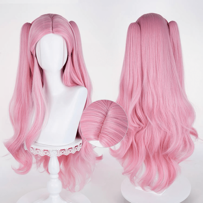 L - email Wig Alien Stage Mizi x Aniplus Collab Cafe Pink Cosplay Wig - lemailwigs