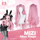 L - email Wig Alien Stage Mizi x Aniplus Collab Cafe Pink Cosplay Wig - lemailwigs