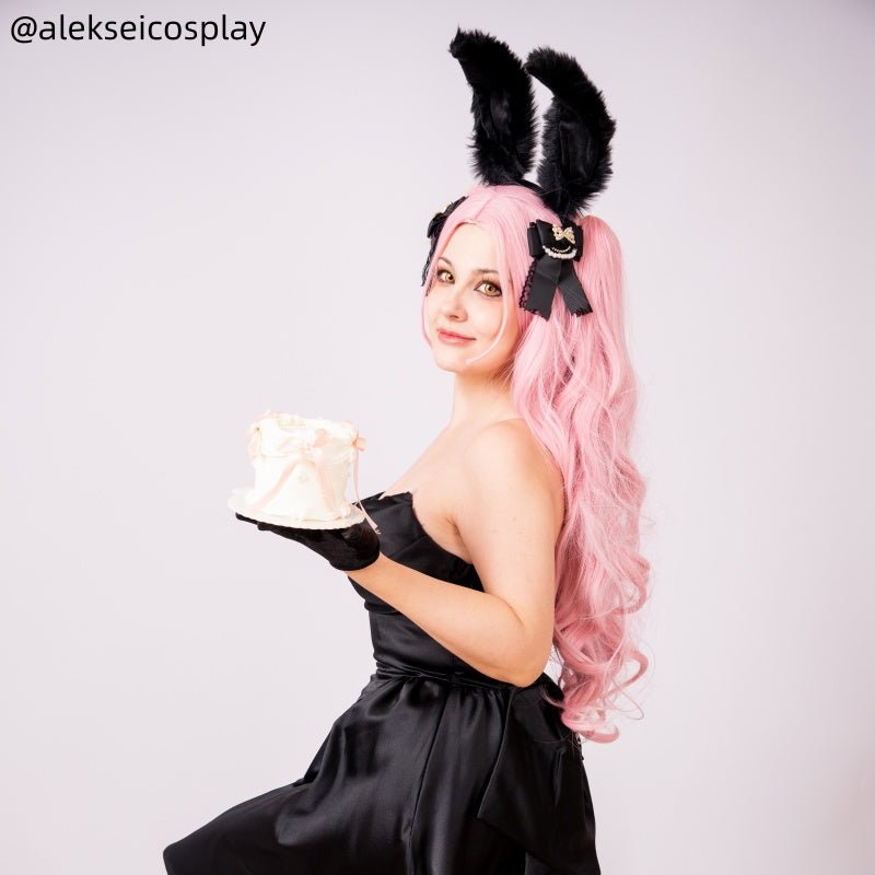 L - email Wig Alien Stage Mizi x Aniplus Collab Cafe Pink Cosplay Wig - lemailwigs