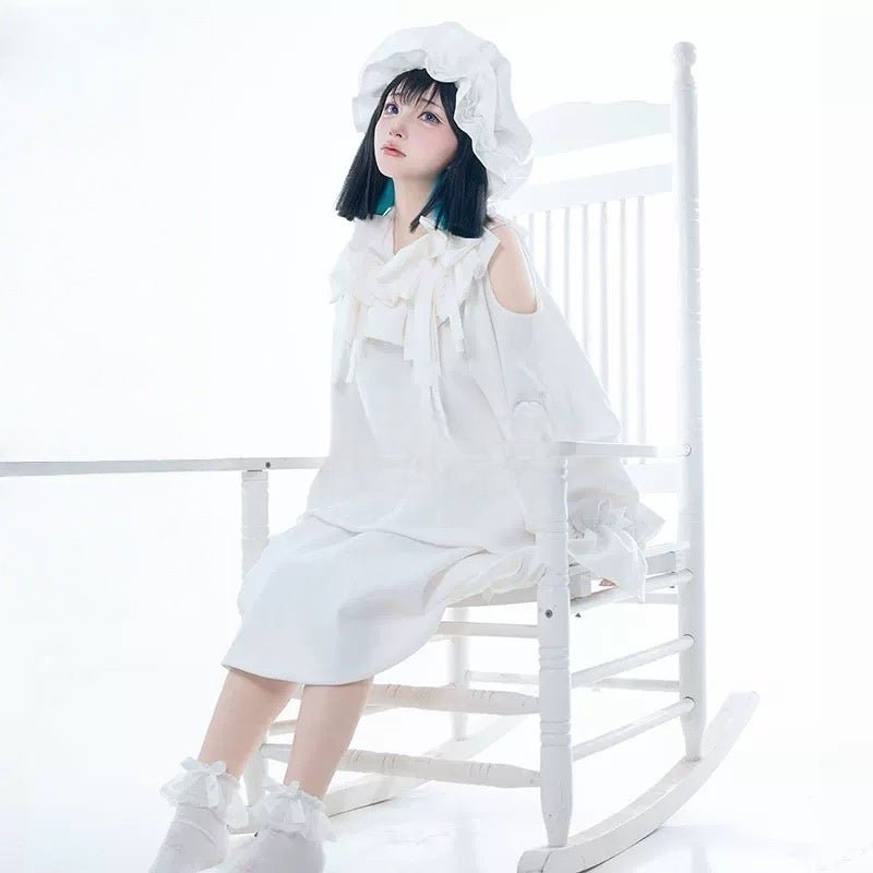 L-email Wig Alien Stage Sua White Dress Halloween Cosplay Costume   lemailwigs