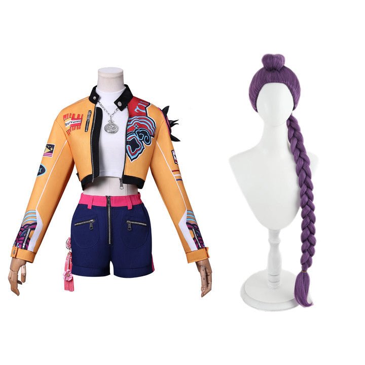 L - email Wig Anime Movie Huntrix Kpop Demon Hunter Rumi Cosplay Costume & Wig Full Set - lemailwigs