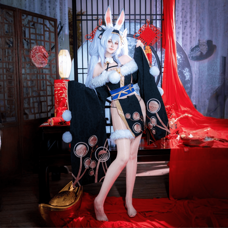 L - email Wig Azur Lane Laffey II Bunny Girl Cosplay Costume - lemailwigs