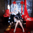L - email Wig Azur Lane Laffey II Bunny Girl Cosplay Costume - lemailwigs